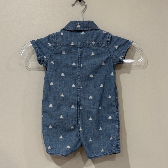 GAP Baby Blue Denim Romper Bear Print - Picture 5 of 5
